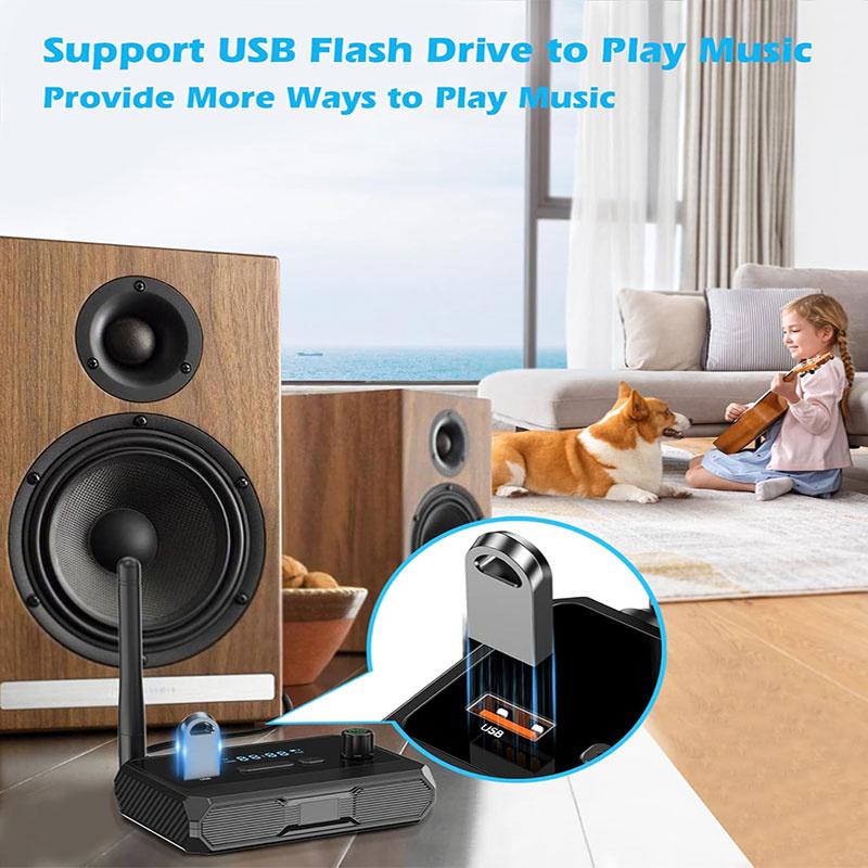 Bluetooth 5.3 аудио приемник беспроводной поддержки U-диск аудио адаптер с Aux 3.5 мм RCA оптический разъем для автомобиля ТВ ПК колонки