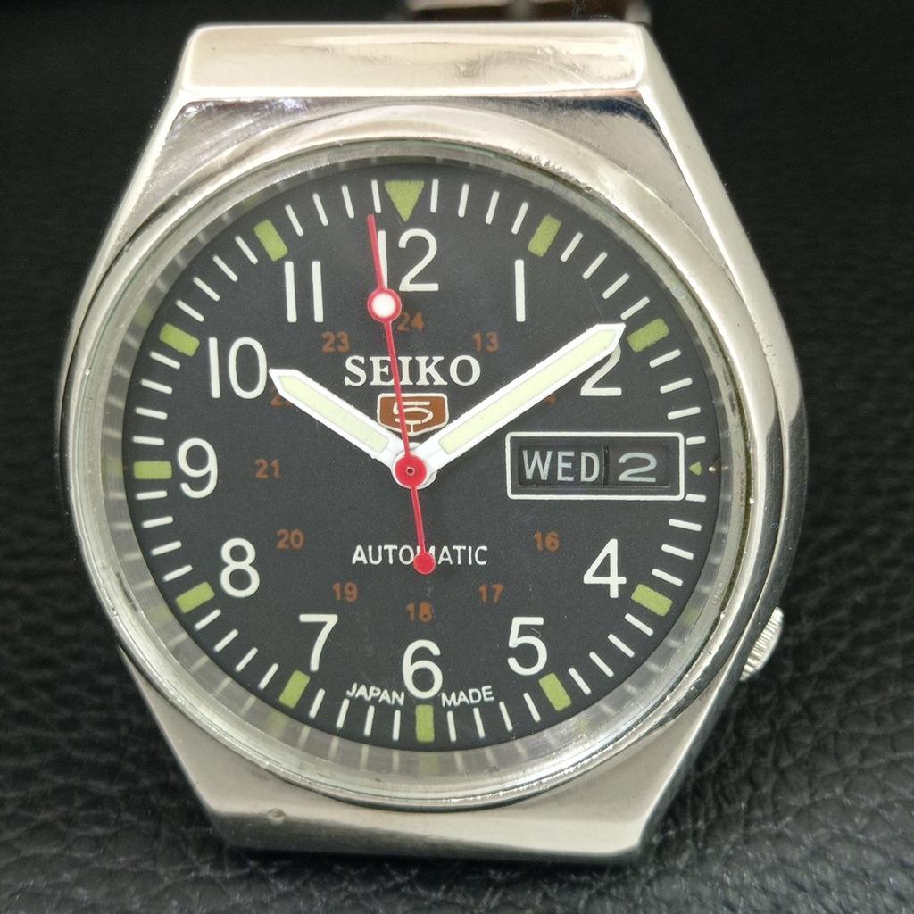 ВИНТАЖНЫЕ АВТОМАТИЧЕСКИЕ ЧАСЫ SEIKO 5 6349A ЯПОНИЯ МУЖСКИЕ ЧЕРНЫЙ ЦВЕТ ЦИФЕРБЛАТ a709505-1