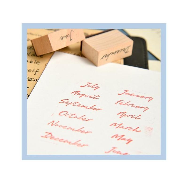 DIY Week Month Wooden Log Rubber Stamp Set