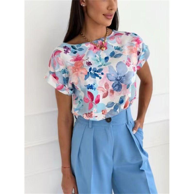 Summer Women Blouse Casual Fashion Ladies Print Tops Print Tops