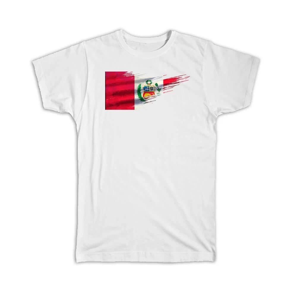 Gift T-Shirt : Peru Flag Peruvian Travel Expat Country Artistic