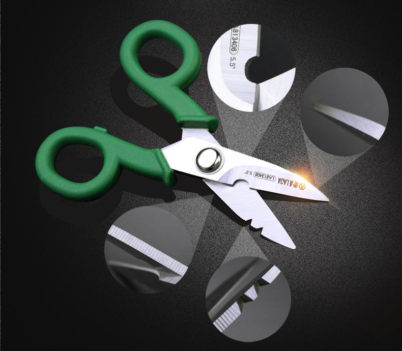 Stainless Scissors 5.5 Inch Electrician Scissors Stripping Wire Tools Cut Wires Household Shears Tools