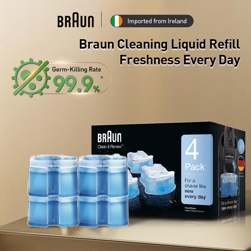 Braun Сменные картриджи Clean & Renew CCR4 Чистящая жидкость для аксессуаров бритвы Braun, 4 коробки