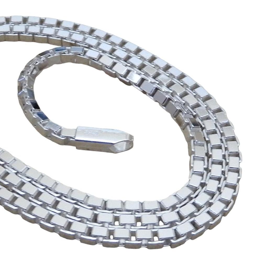 Items Necklace Silver 925 Chain Venetian Chain Silver Necklace Chain Only Thick 50cm Silver Necklace Chain Thick Box Necklace [100 Market] Men's Men's