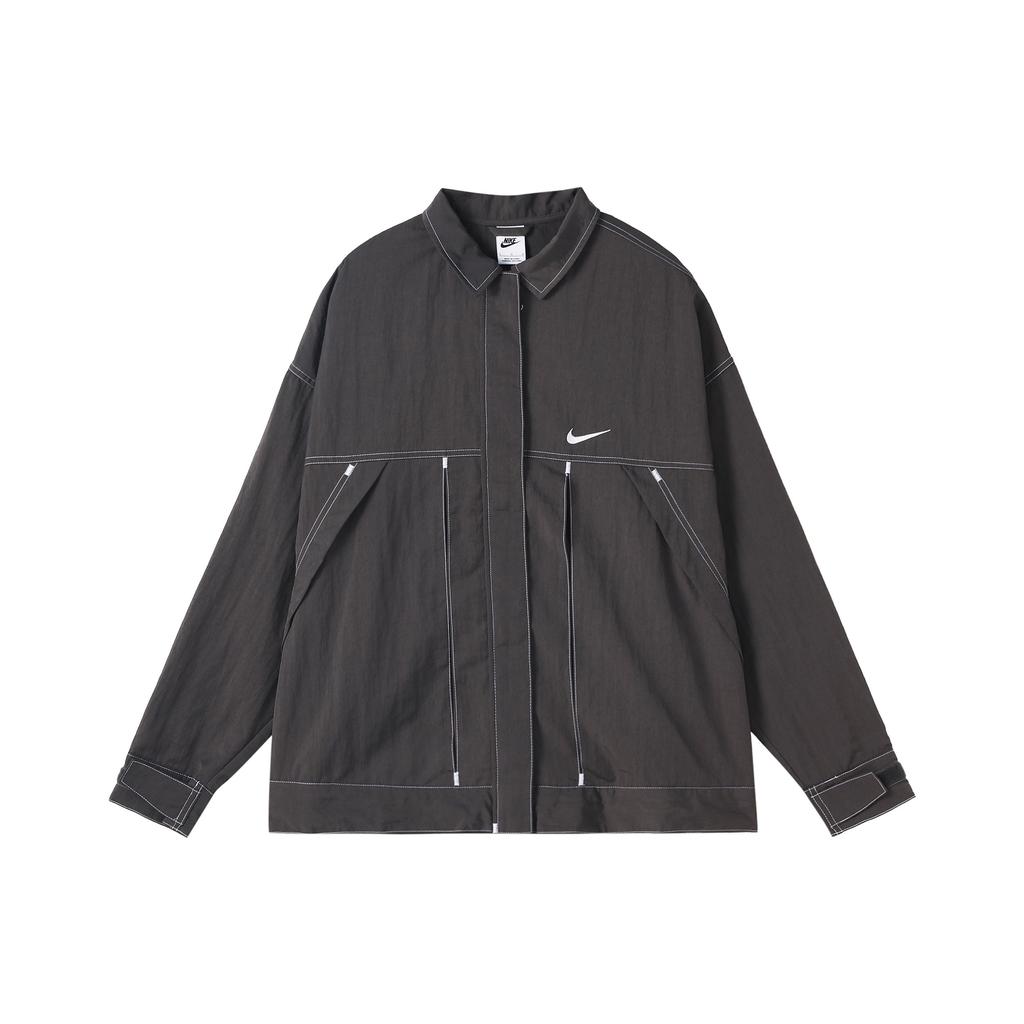 Nike Однотонная тканая куртка на молнии с логотипом, женская куртка серого цвета FD9929-261