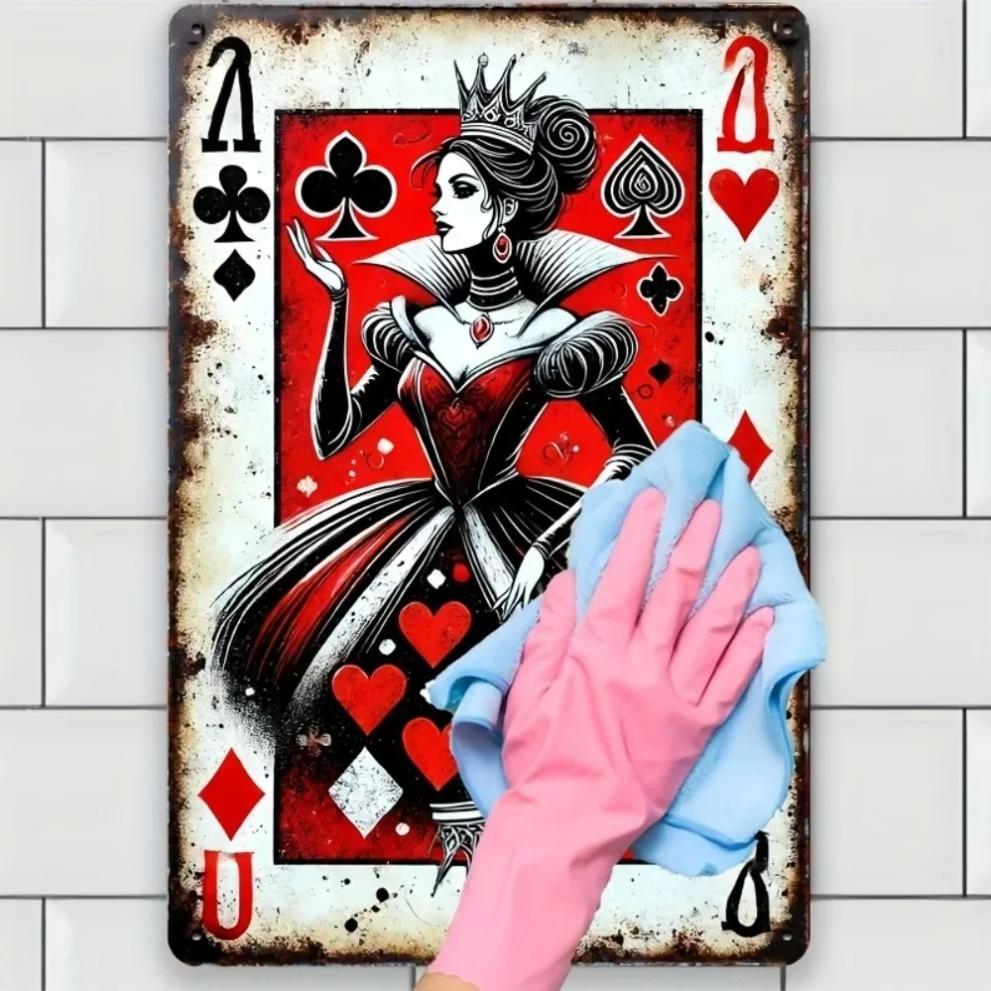 AliceQueen Металлическая жестяная табличка Винтажные игральные карты 2D Ретро настенное искусство для дома Бара Паба Декор