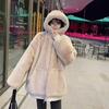 Korean Imitation Rex Rabbit Fur Coats Female Winter Warm Long Thickened Hooded Lamb Wool Cashmere Coat
