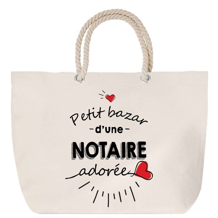 Sac de plage anse corde Bazar d'une Notaire adorée Humour Cadeau Anniversaire Noël | Grand Sac de Transport & Sport