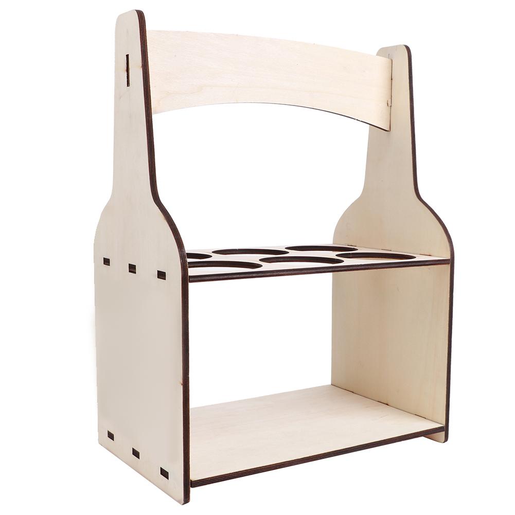 Wooden 6 Holes Beer Red Wine Dispenser Bottle Storage Rack Holder Shelf Storage Organizer for Bar