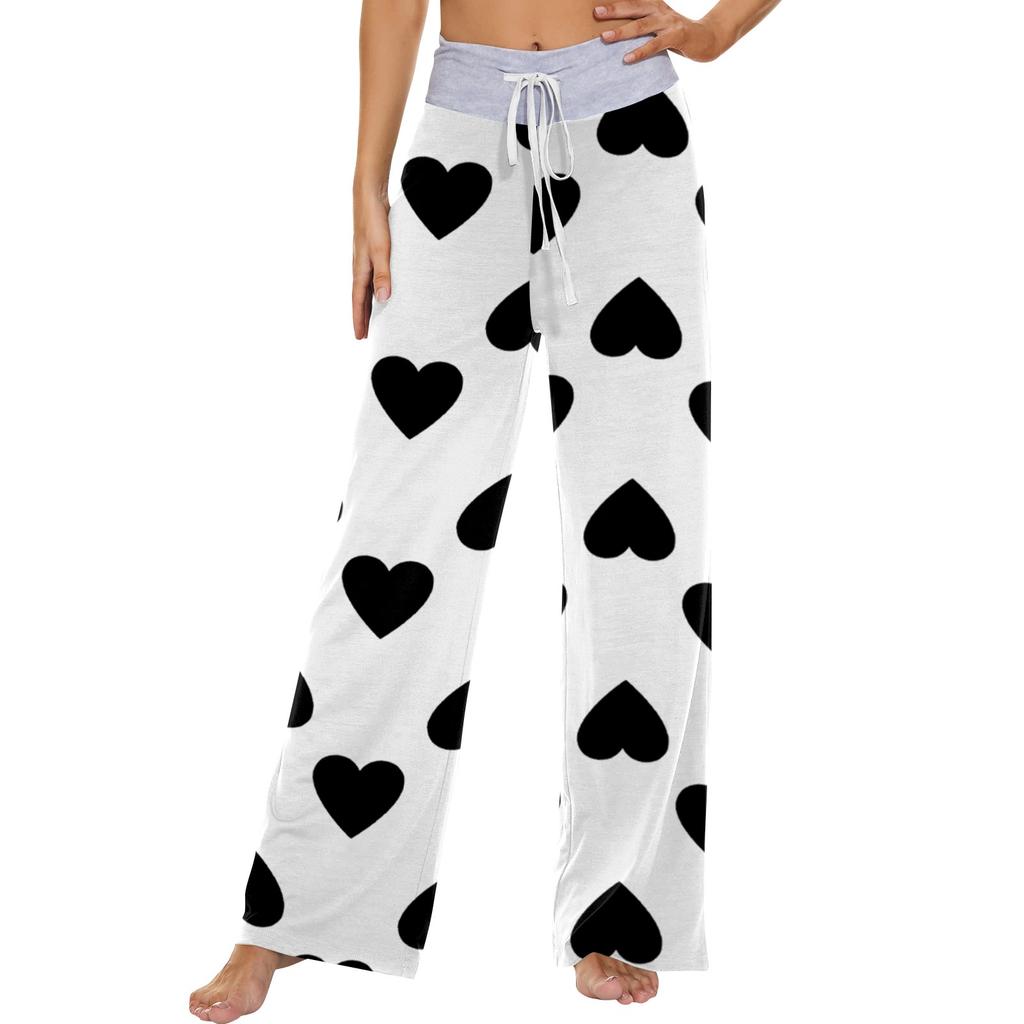 Женские модные повседневные удобные пижамные брюки с принтом и широкими штанинами на шнурке