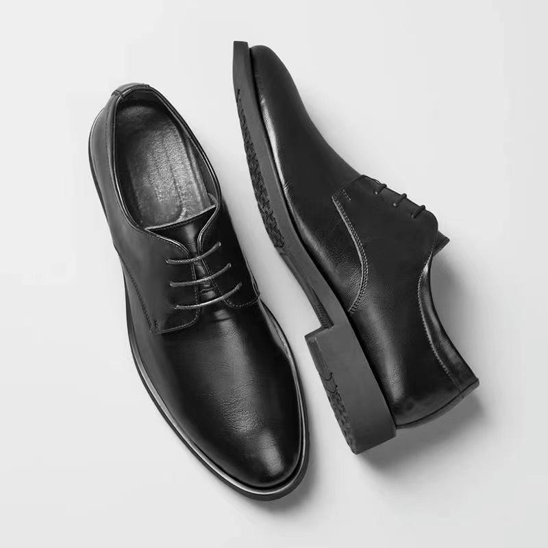 New Leather Shoes Men's Business Dress Genuine Leather Soft Leather Soft Sole Casual Men's Shoes Inner Height Increase Wedding Groom Shoes
