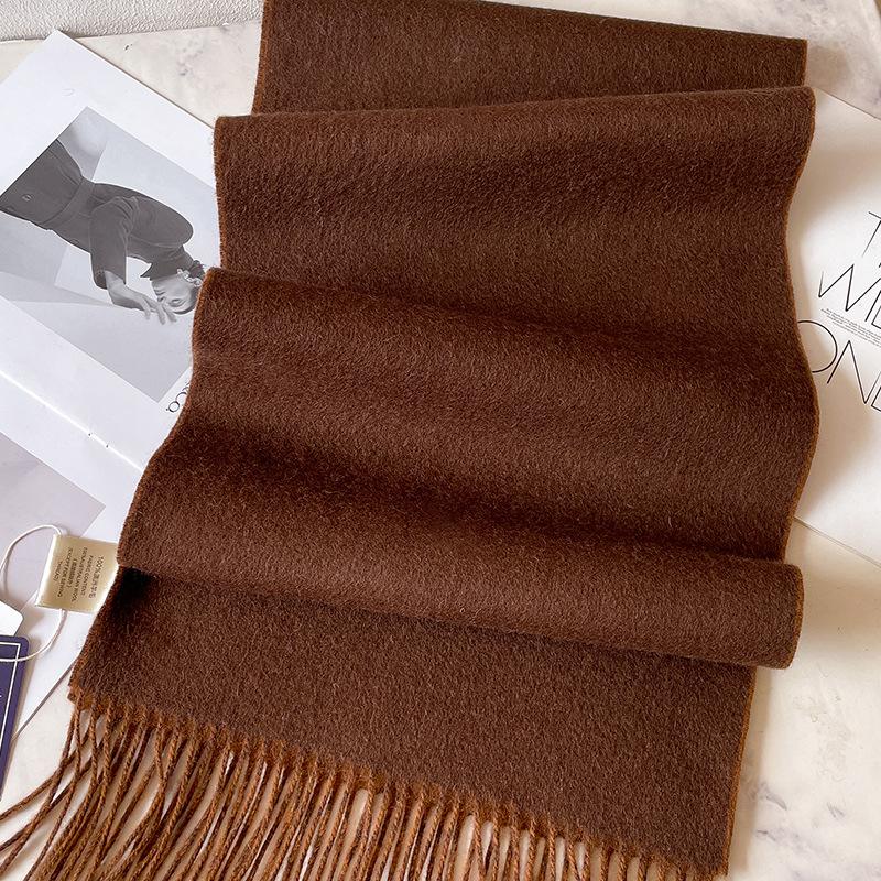 Шарфы из 100% чистой шерсти для мужской осени и зимы, серый двусторонний, высококачественный подарок для парня, мужская кашемировая шаль