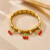 Red Oil Drop Pendant Bangle Stainless Steel Wrist Jewelry New Square Round Bangle