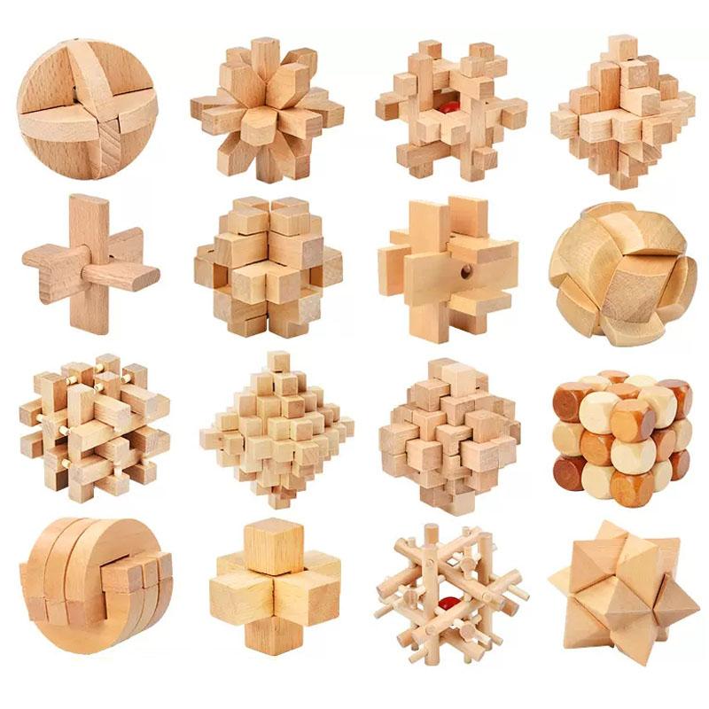 Деревянный замок Kong Ming Lu Ban Lock IQ головоломка Inteligencia Rompecabezas 3D De Madera Монтессори развивающие игрушки