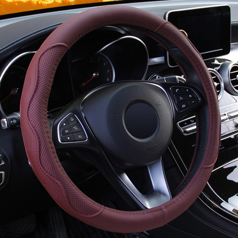 37-39 см чехол на руль автомобиля нескользящий чехол на руль автомобиля противоскользящий тисненый кожаный автомобильный стиль аксессуары для автомобиля