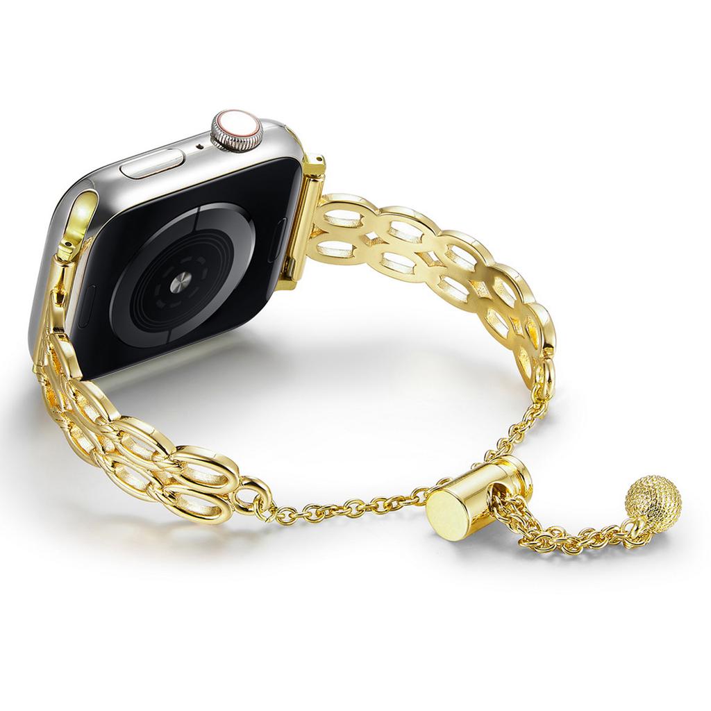 For Apple Watch Series 10 42mm/9 8 7 41mm/SE (2023) SE (2022) SE 6 5 4 40mm/3 2 1 38mm Copper Band Oval Rings Design Watch Strap