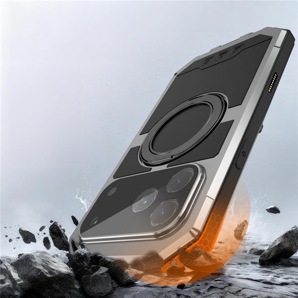 iPhone 17 Pro Max Armor Case, R-JUST, for MagSafe, with Stand, Silver