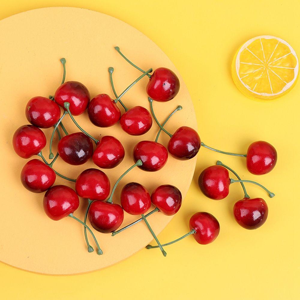 Decoration Mini Food Crafts Fruit Ornament Red Cherries Fruit Model Faux Cherry Artificial Cherries