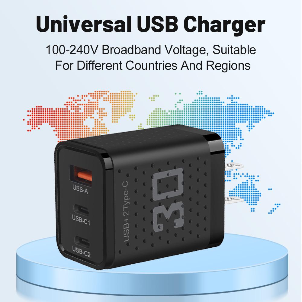 Двойное PD+USB зарядное устройство 2,4 А: Дорожный адаптер US/EU/UK