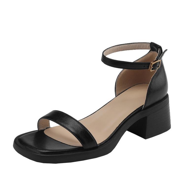 Roman word сандалии женские низкий каблук мягкая подошва черная платформа толстый каблук открытый носок сзади каблук-мешок летние высокие каблуки