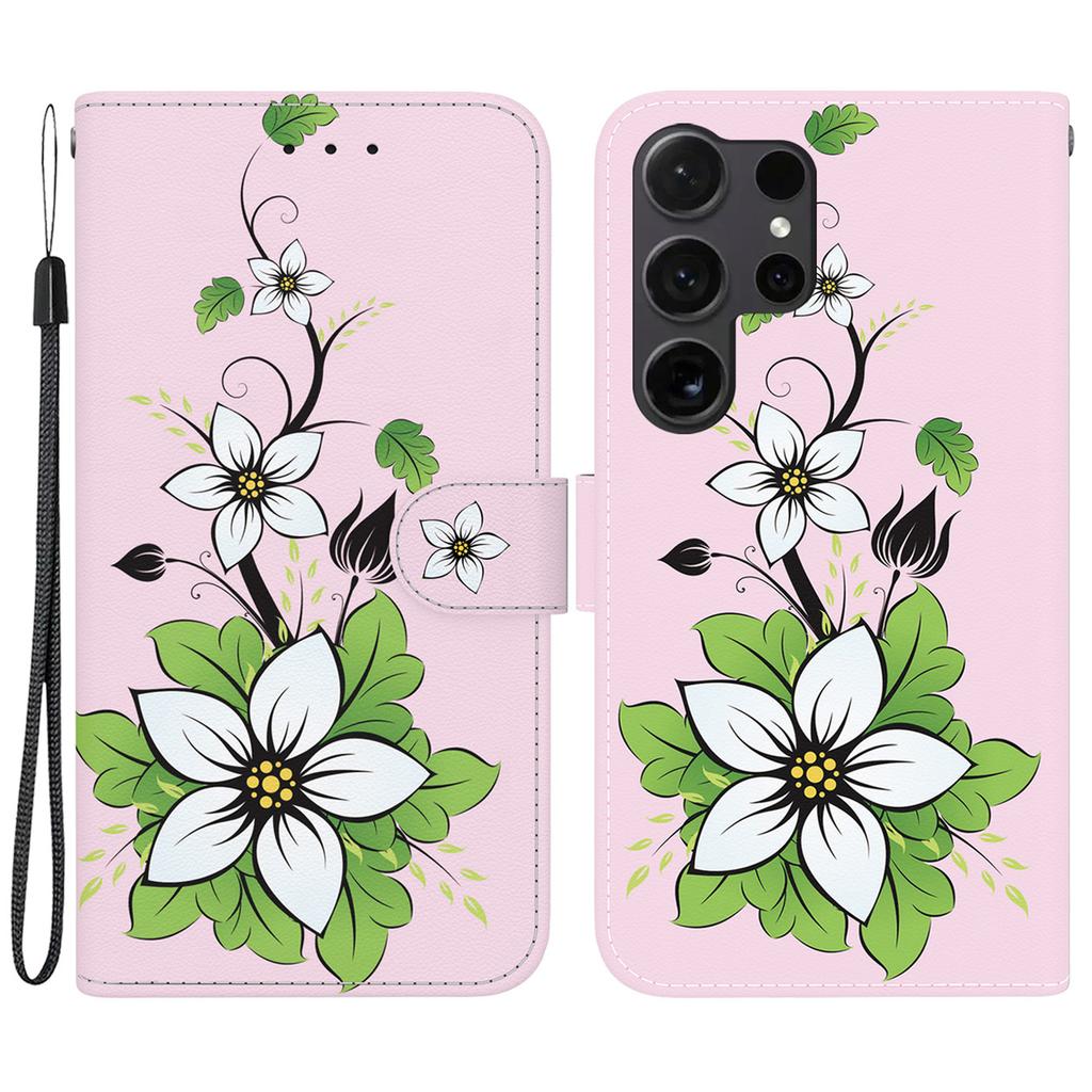 For Samsung Galaxy S26 Ultra Wallet Phone Case Anti-Drop Pattern Printing Leather Flip Cover with Strap