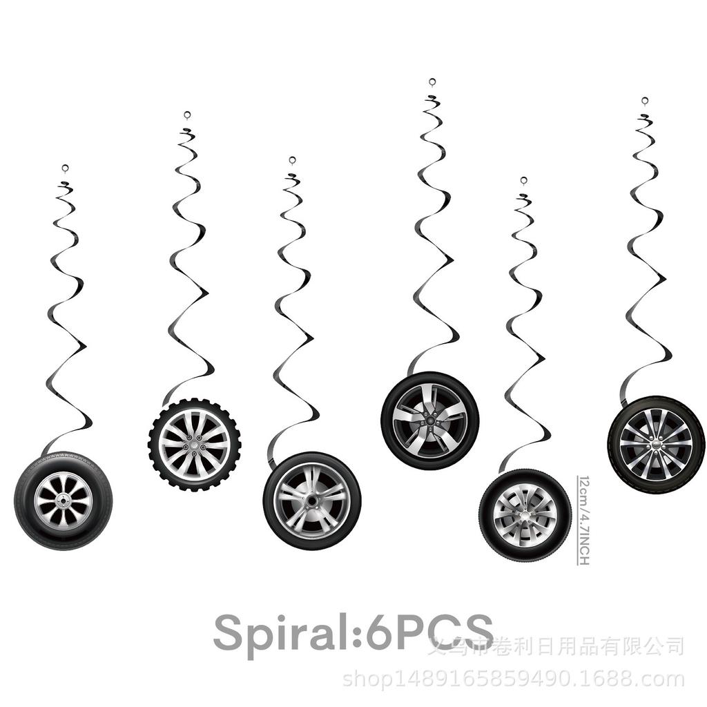 Racing Theme Party Supplies Birthday Decoration Tableware Wheel Arrangement Props Banner Tablecloth Swing Tissue