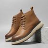 Роскошные брендовые зимние ботинки из коровьей кожи на платформе для мужчин, дизайнерская повседневная рабочая обувь, высокие ботильоны из натуральной кожи для активного отдыха