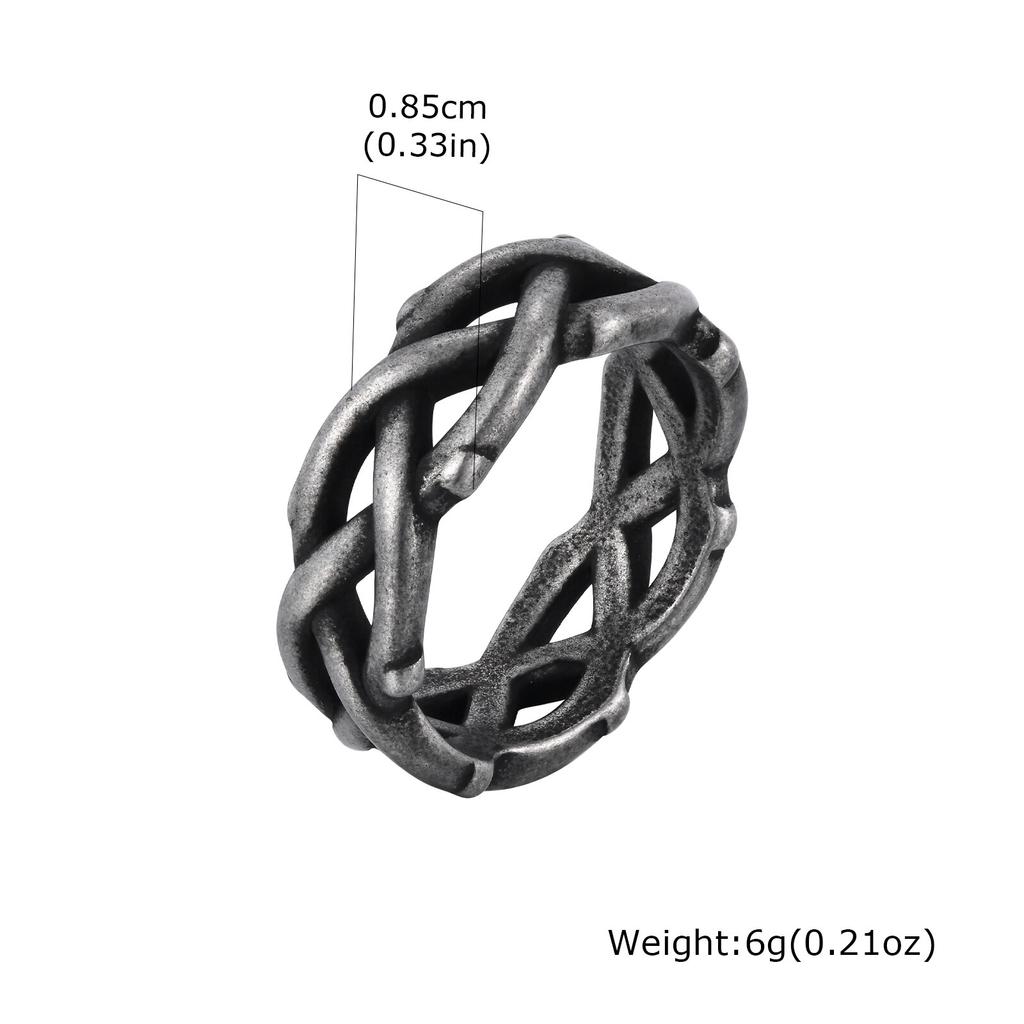 Retro Thorn Crown Ring for Men,Stainless Steel Punk Tree Vine Branch Wedding Band Ring,The US Size 7-12