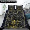 3D Constellation Duvet Cover Yellow Constellation King Size Bedding Set for Astronomy Enthusiast Soft Polyester Quilt Cover