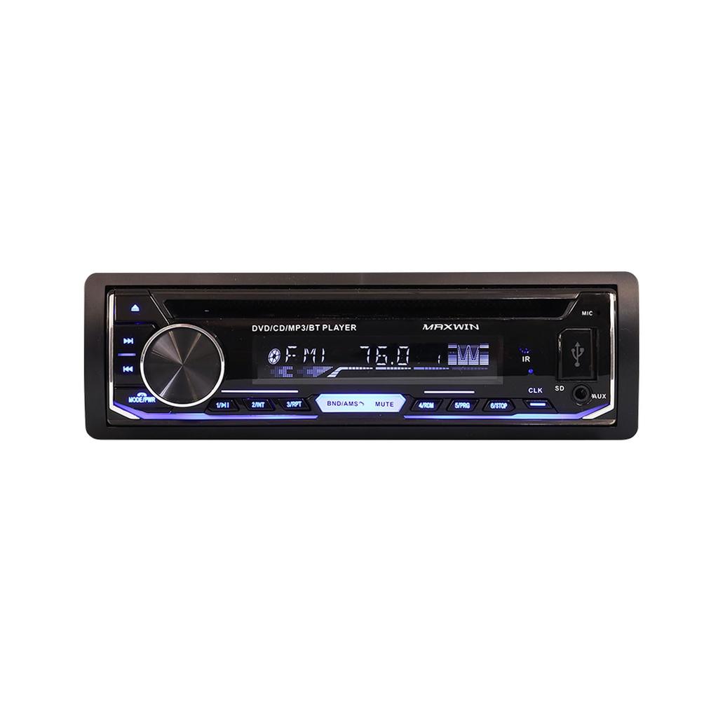 Maxwin DVD Player Car 1DIN Audio Deck HDMI Output DVD CD Bluetooth Wireless Connection Smartphone MP3 Music Radio AM FM USB 12V Compatible DVD309