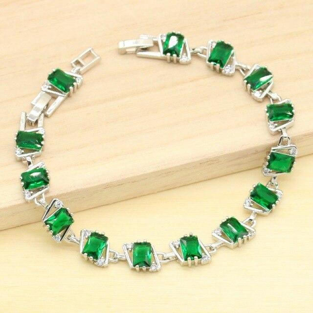 Синий Сапфир Зеленый Изумруд Серебряный Браслет 925 пробы для Женщин Подарочные Ювелирные Изделия Распродажа