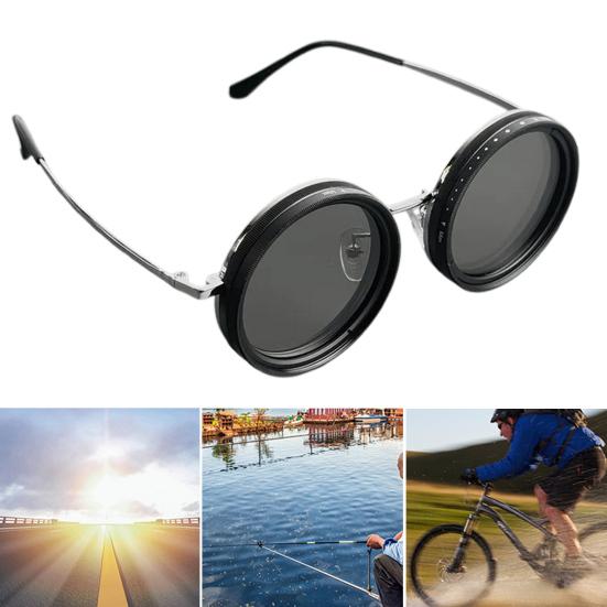 Солнцезащитные очки с регулируемым фильтром нейтральной плотности, 1-9 передач для комфорта, прозрачные поляризованные круглые очки с защитой от синего света