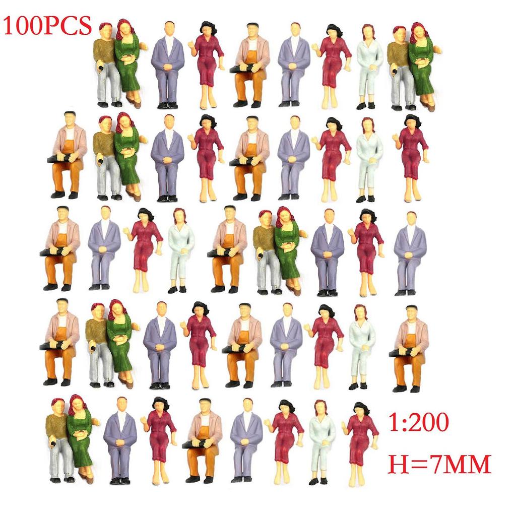 1:75 to 1:200 Scale Train Painted People Figures Female Male Sitting Model