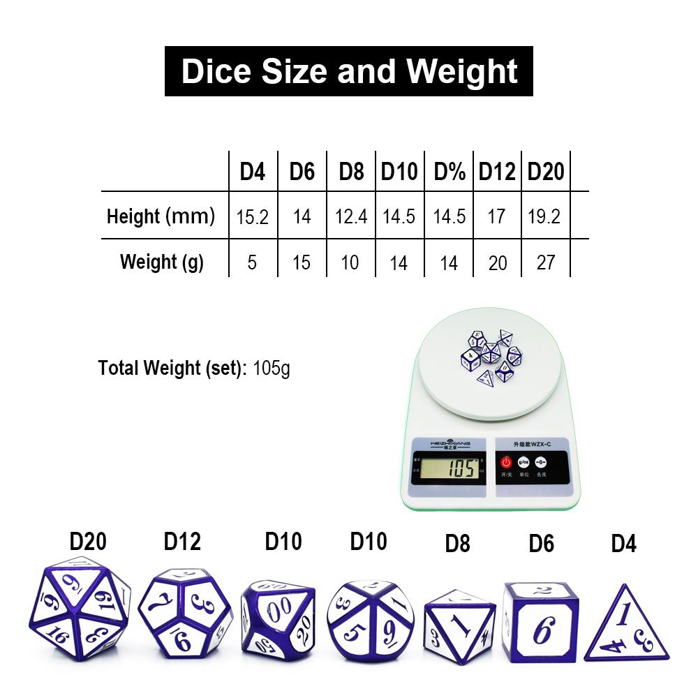 Набор из 7 предметов, набор металлических кубиков D&D, бархатный мешочек D20 D12 D10 D% D8 D6 D4, игральные кости DND, ролевые игры, настольные игры, набор кубиков дадо, металлические игральные кости