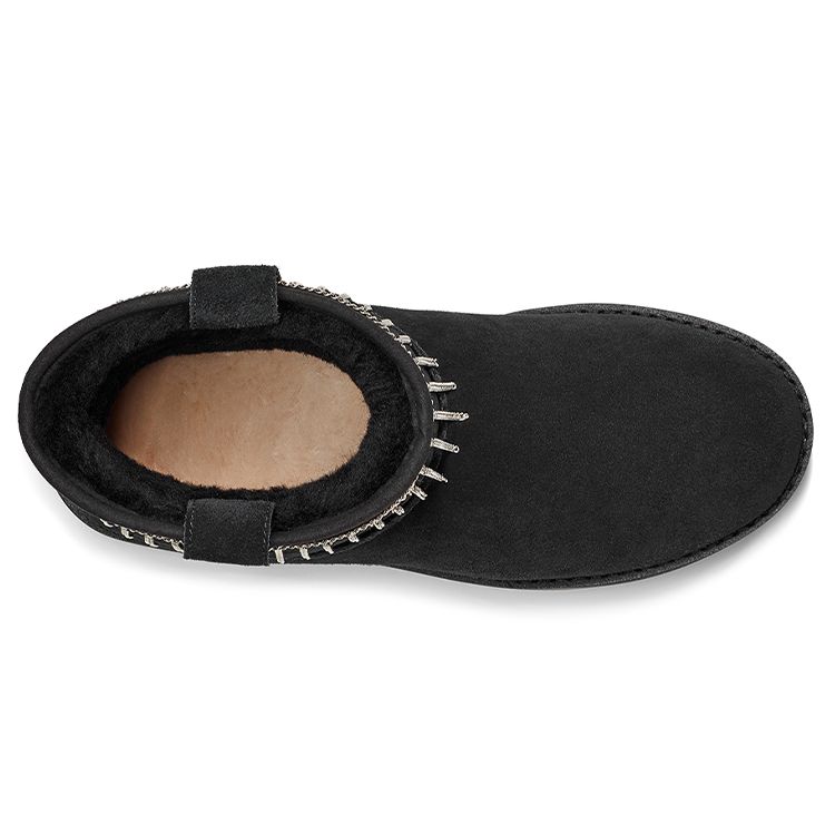 UGG Классические мини-сапоги с бахромой, водонепроницаемые, короткие, женские, черные 1127454-BLK