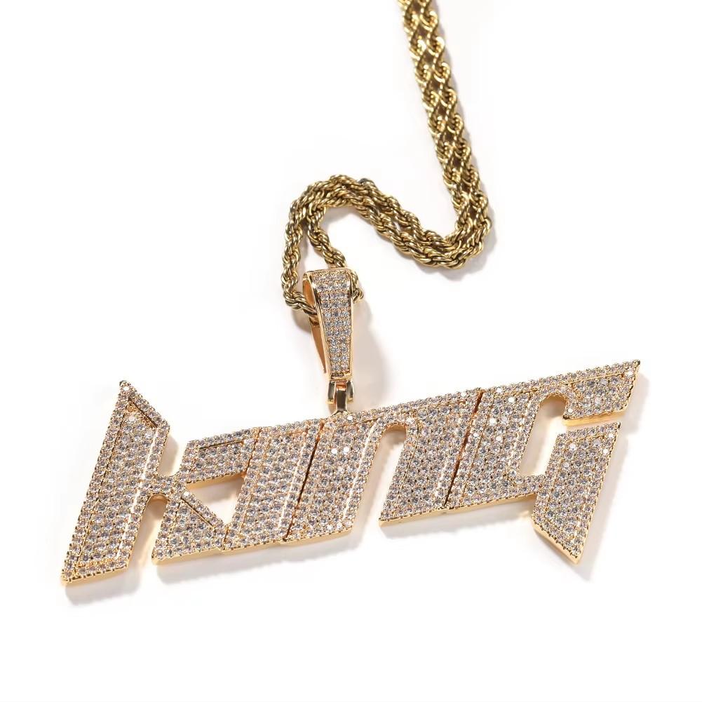 New Design Custom Letter Name Pendant Fashion Necklace Full CZ Bling Diamond Necklace Rapper Women Man Jewelry