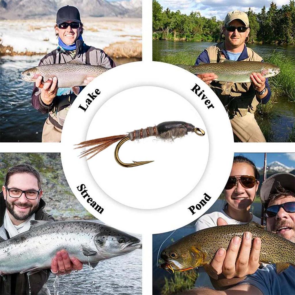 5/10 шт. искусственная приманка для ловли рыбы нахлыстом HaresEar Nymph Dry Flies, с коробкой для мух, для ловли форели, окуня, панфиша, приманки