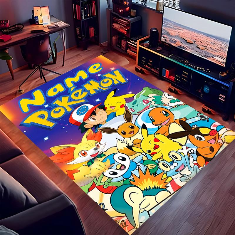 Custom personalization Pokémon Ash and Pikachu Print Area Rug - Soft, Washable Non-Slip Indoor Mat,Living Room,Home&Office Decorative Rug