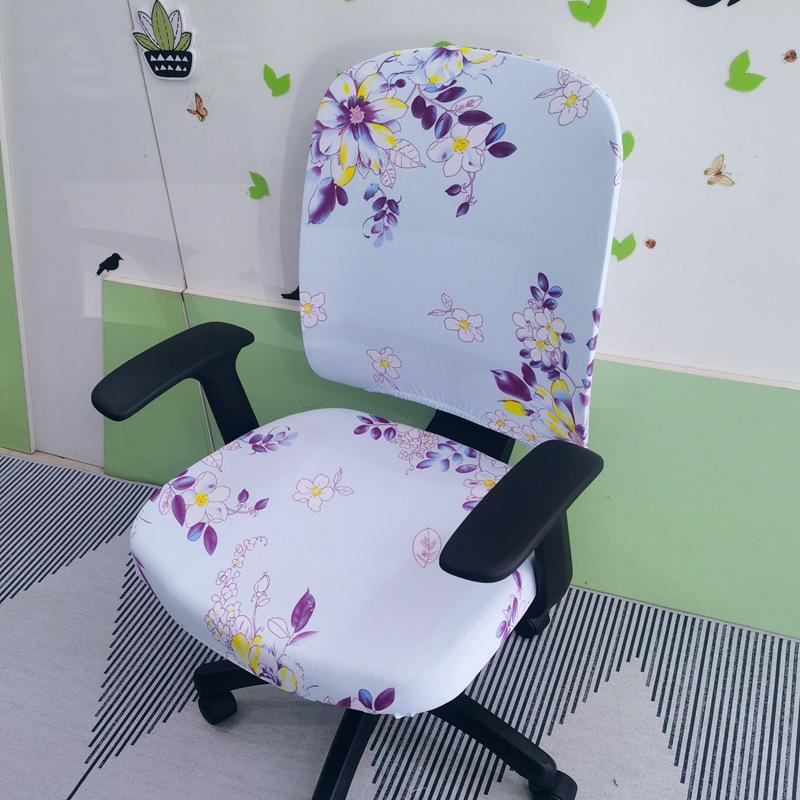 Чехол на вращающееся офисное кресло и подушку из эластичной ткани с принтом