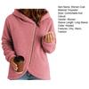 Women's Fleece Jacket Oblique Zip Up Long Sleeve Sherpa Coat Fuzzy Hooded Jacket