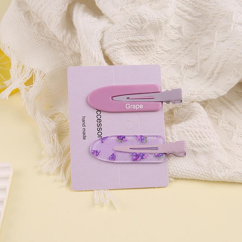 2-Pack Juice Series Hair Clips for Girls, Invisible Clips, Duckbill Clips, Peach and Grape Hair Clips, Side Clips, Hair Accessories