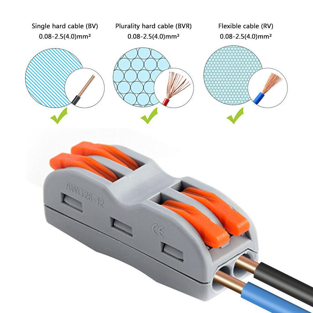 20pcs Terminal Block Lever Home Wire Connector Cable Clamp Nuts Reusable