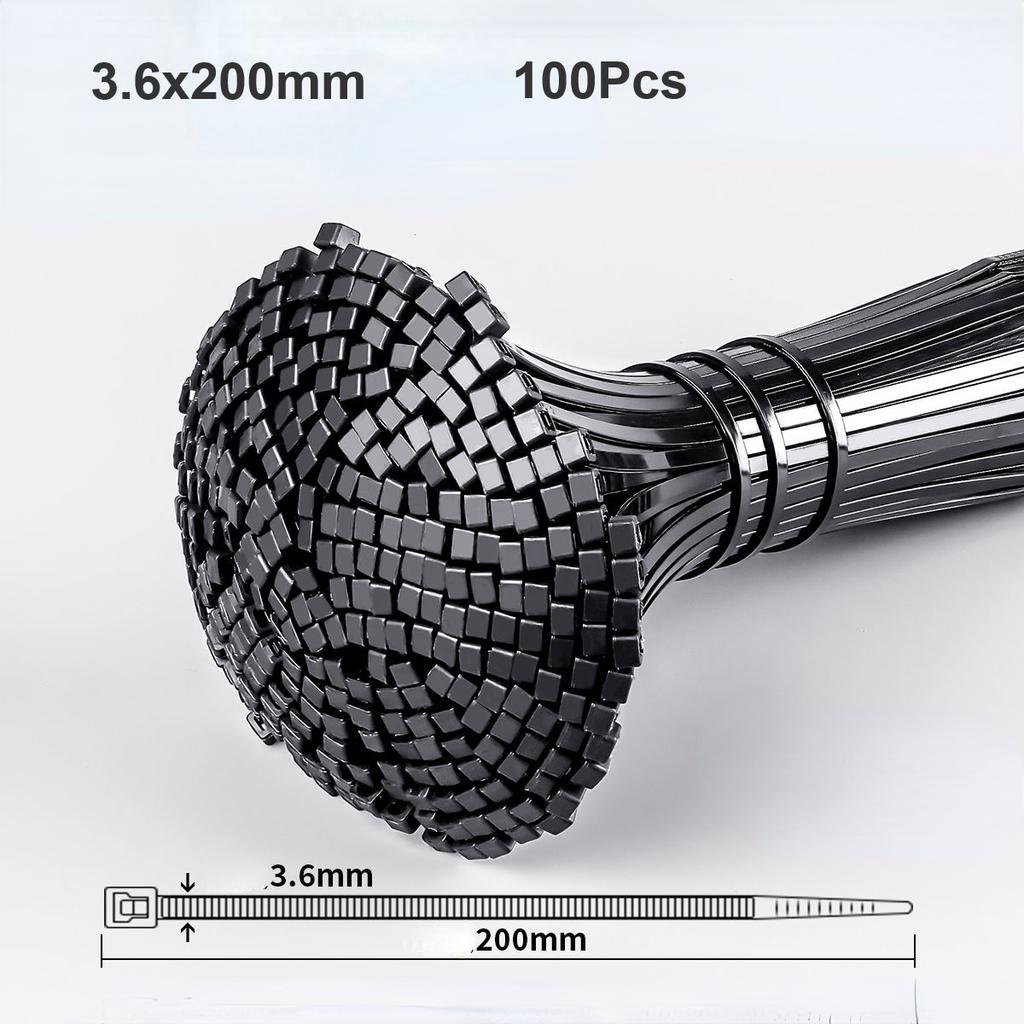 100Pcs Heavy Duty Self-locking Plastic Nylon Tie Wrap, Strong and Reliable Cable Ties