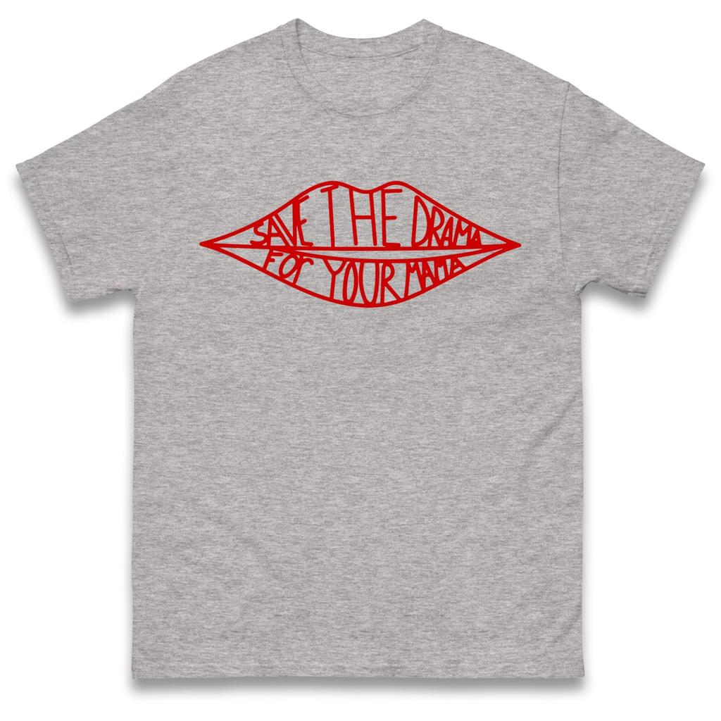 Unisex Unisex Save The Drama For Your Mama Red Lips Graphic Tshirt Sassy Quote Streetwear Casual Short Sleeve Cotton Tops