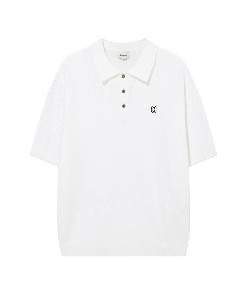 COVERNAT C Logo Collar Half Knit White