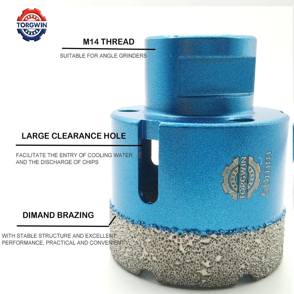1 шт. 6-70 мм резьба M14 алмазные сухие вакуумные паяные сверлильные коронки для керамогранита коронки гранита мрамора кольцевые пилы инструменты