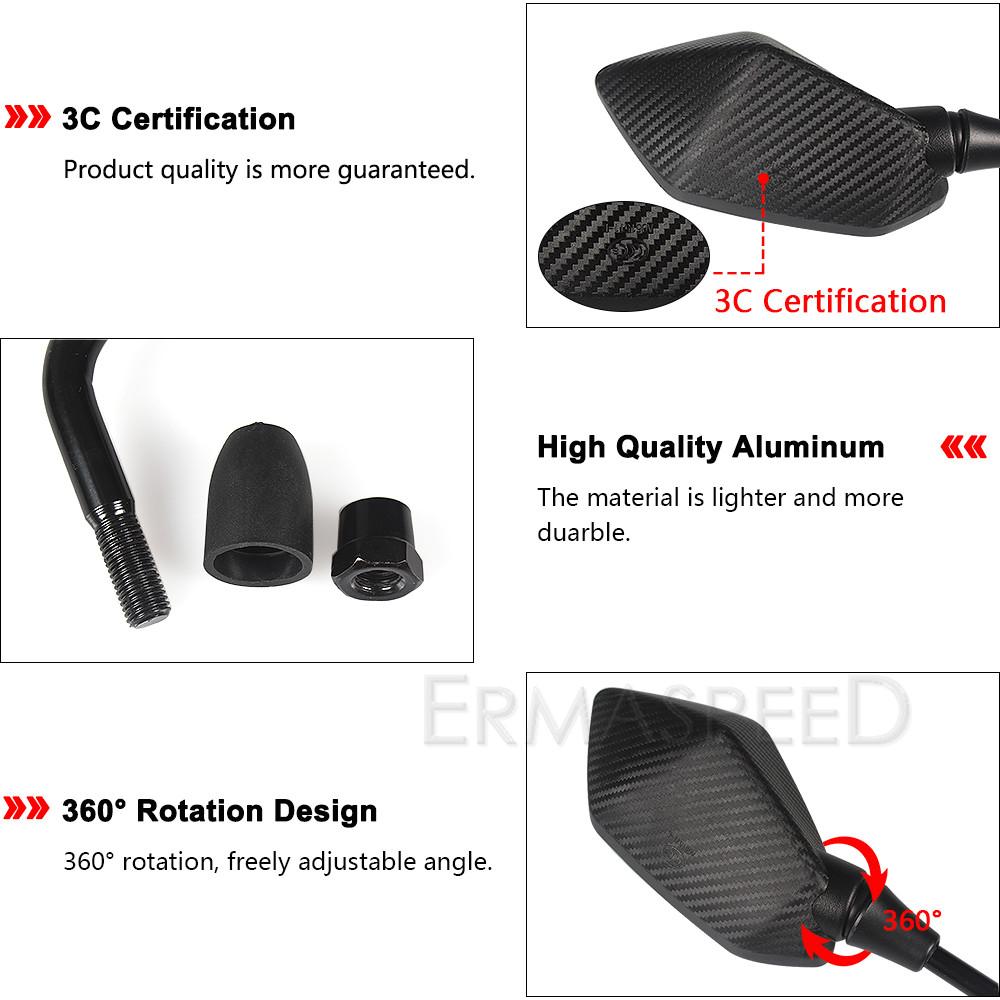 Универсальные зеркала заднего вида 8 мм 10 мм для мотоцикла, углеродное волокно, черное АБС-пластик, зеркало заднего вида, боковые зеркала