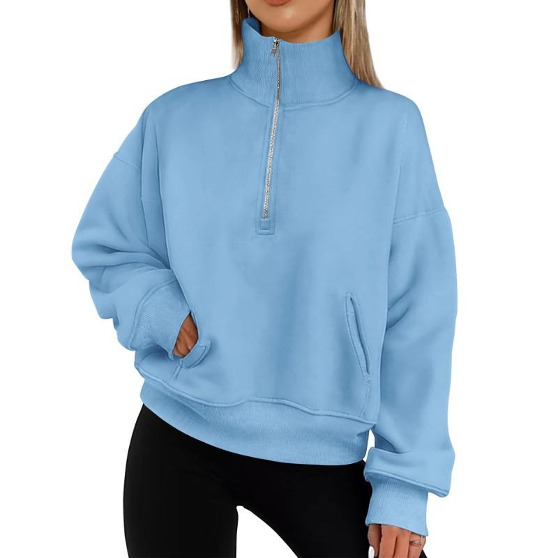 Осенне-зимний женский свитер с двумя карманами на молнии до середины бедра