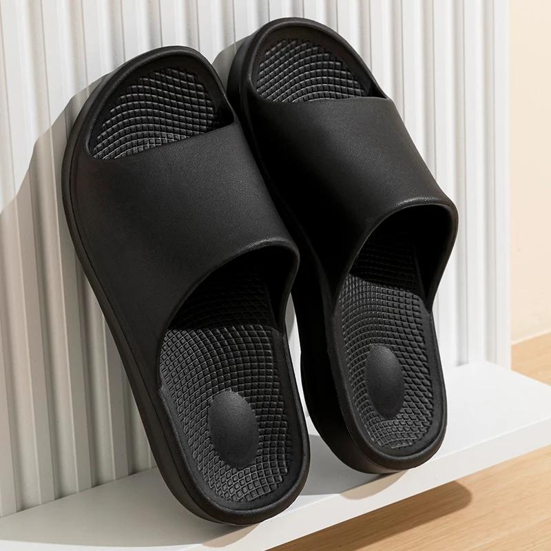 Fashion Thick Platform Slippers Women Summer 2025 Solid Color Soft Sole Cloud Slides Woman Lightweight Non-Slip Beach Shoes Flip Flops