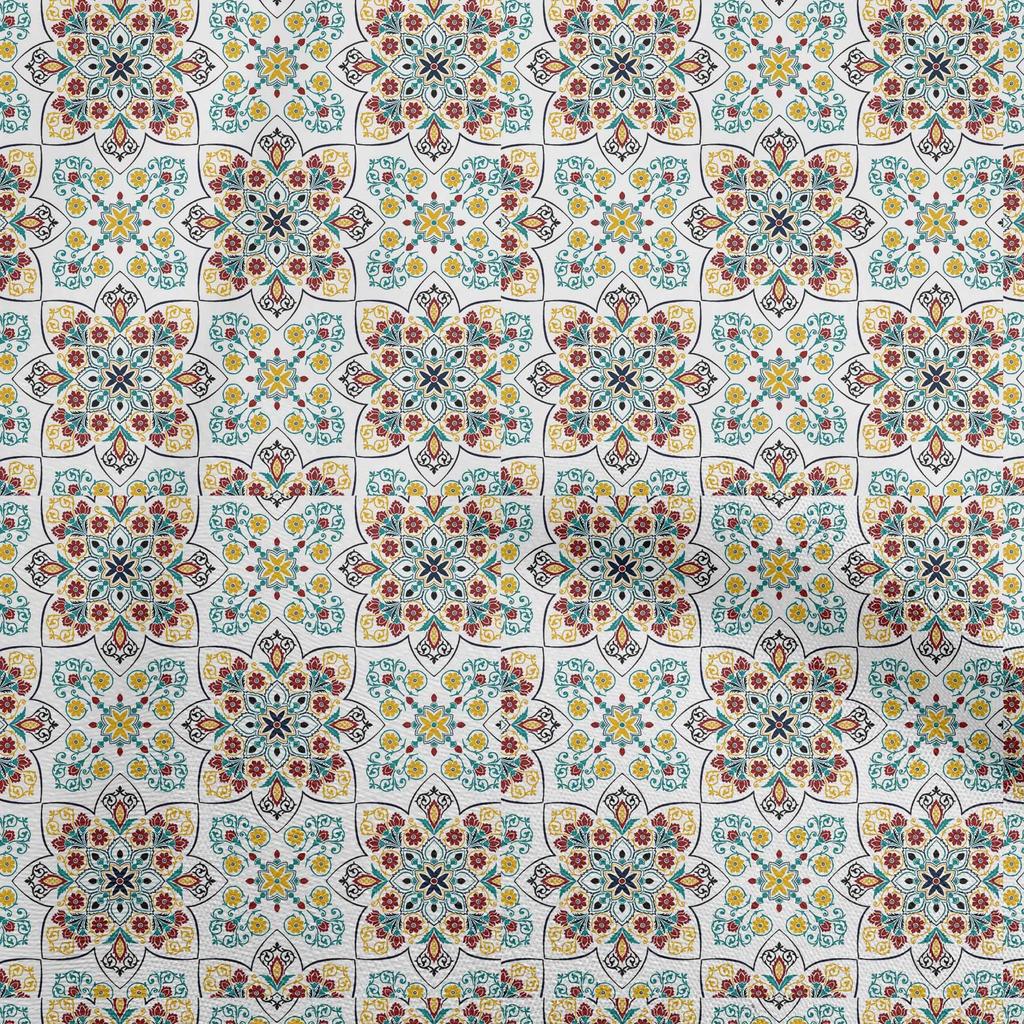 oneOone Хлопковая гибкая коричневая ткань, азиатские орнаменты, цветочная плитка, ремесленные проекты, декоративная ткань, напечатанная во дворе, 40 дюймов